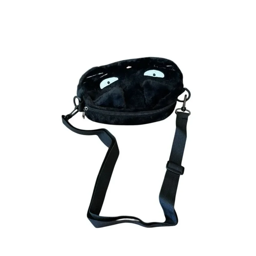 Small Plush Black Cat Shoulder Bag Cute Kitten Kitty Purse Removable Strap New